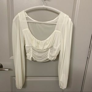 White sheer long sleeve boutique top